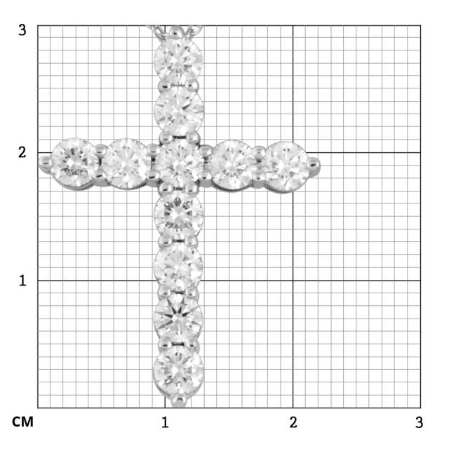 Кулон крест из белого золота с бриллиантами (054386)