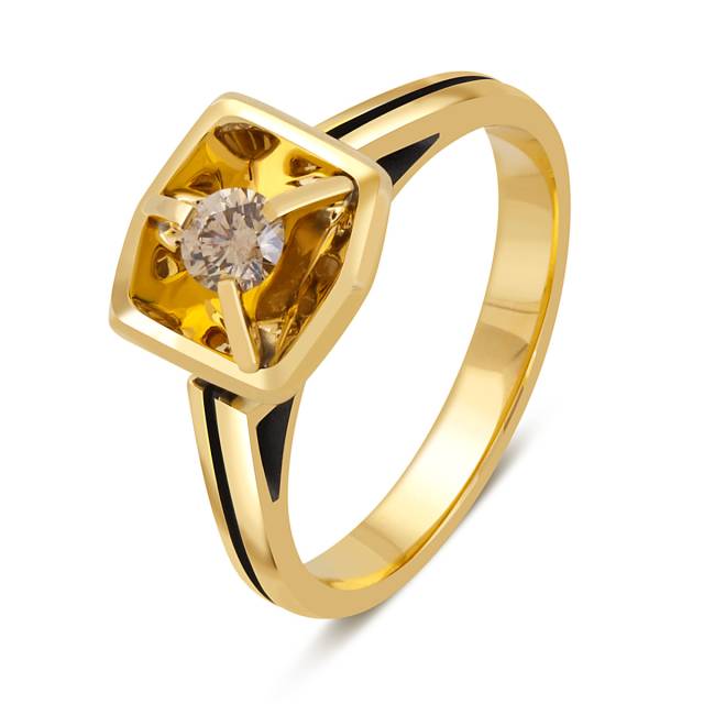 Кольцо из жёлтого золота с бриллиантом (048089)