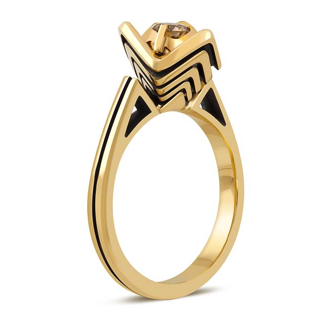 Кольцо из жёлтого золота с бриллиантом (048089)