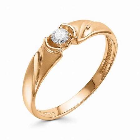 Помолвочное кольцо из красного золота с бриллиантом (031356)