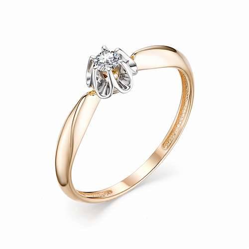Помолвочное кольцо из комбинированного золота с бриллиантом (031245)