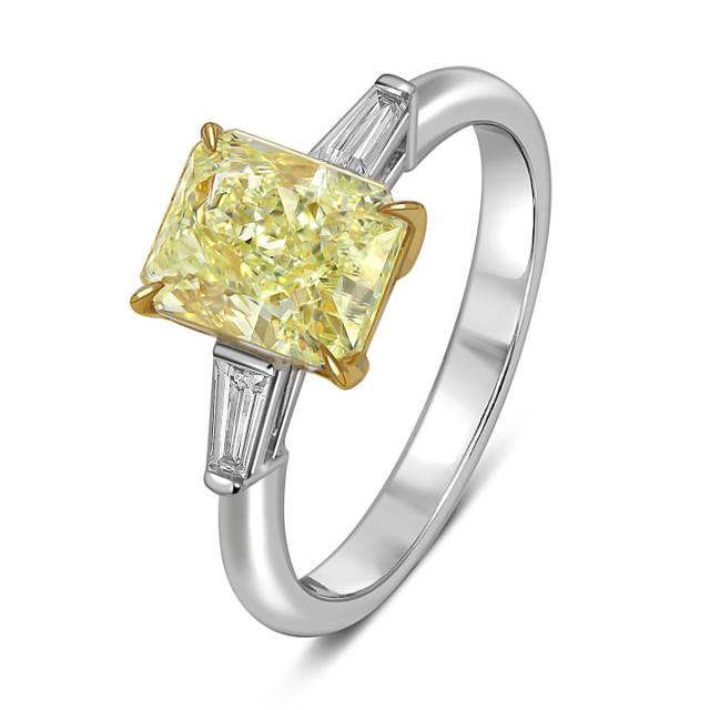 Помолвочное кольцо из белого золота с жёлтым бриллиантом (059683)