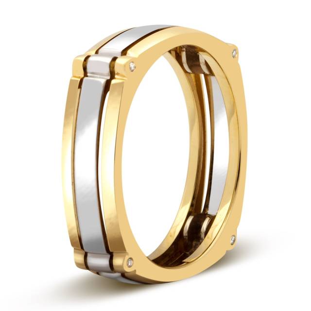 Обручальное кольцо из комбинированного золота с бриллиантами (027071)
