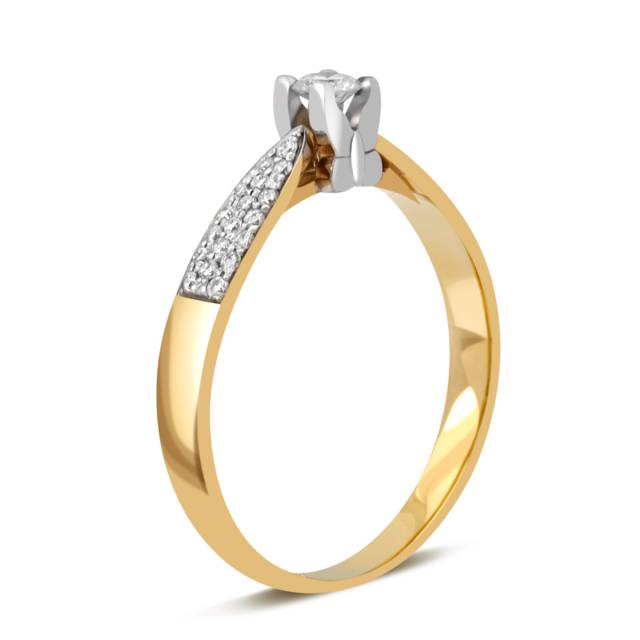 Помолвочное кольцо из комбинированного золота с бриллиантами (025729)