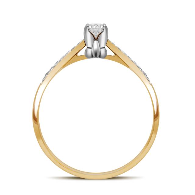 Помолвочное кольцо из комбинированного золота с бриллиантами (025729)