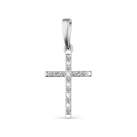 Кулон крест из белого золота с бриллиантами (050249)