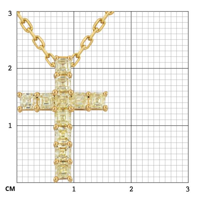 Колье крест из жёлтого золота с  жёлтыми бриллиантами (055095)