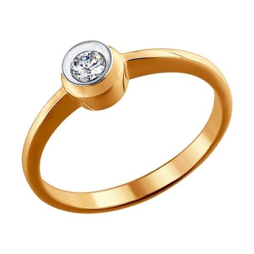 Помолвочное кольцо из красного золота с бриллиантом (029575)