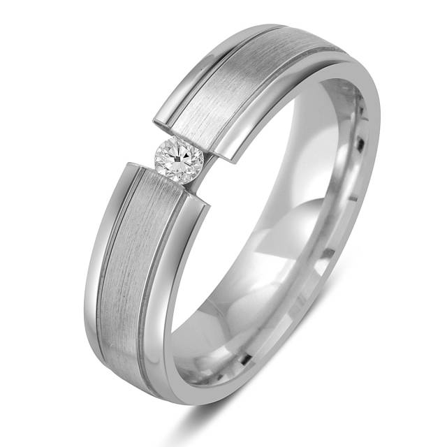 Обручальное кольцо из белого золота с бриллиантом (023758)