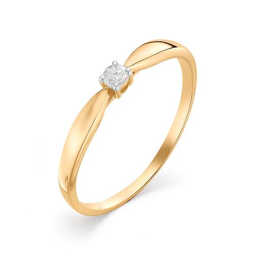 Помолвочное кольцо из красного золота с бриллиантом (032406)