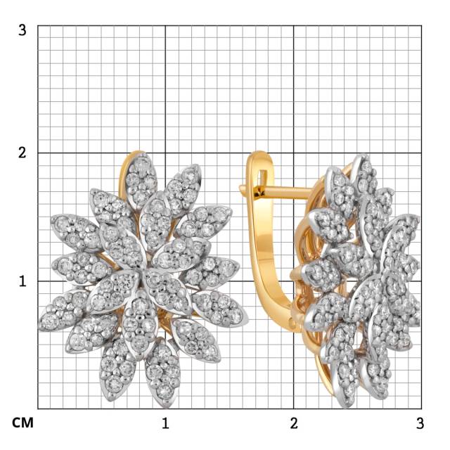 Серьги из комбинированного золота с бриллиантами (045565)