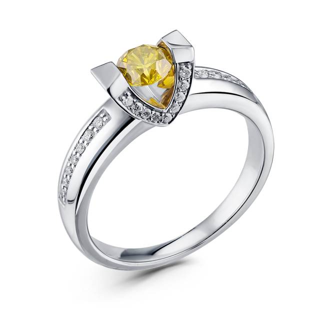Кольцо из белого золота с бриллиантами (050023)