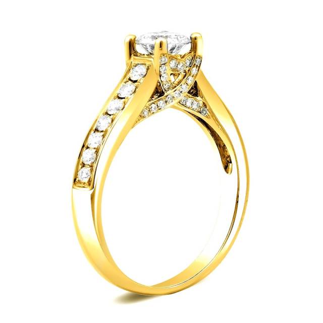 Помолвочное кольцо из жёлтого золота с бриллиантами (023381)