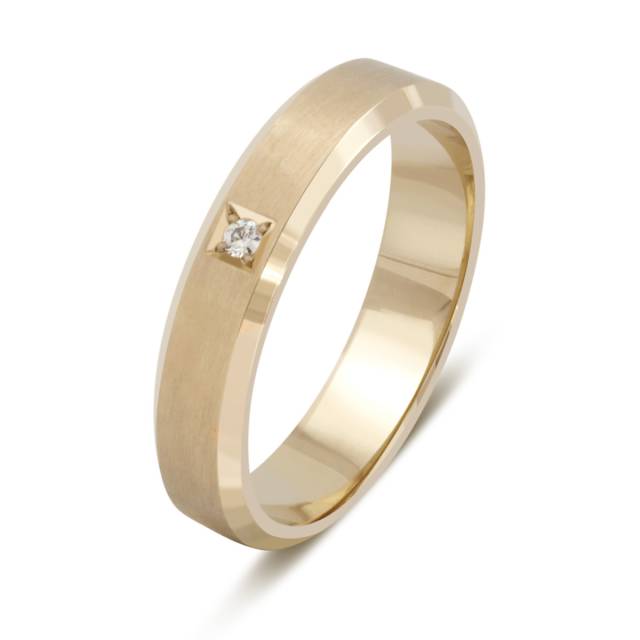 Обручальное кольцо из матового белого золота (не родированное) с бриллиантом (036141)