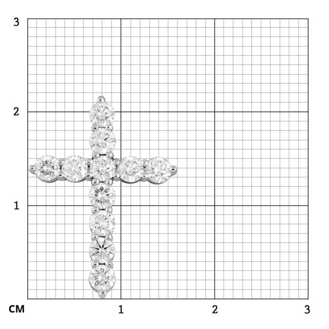 Кулон крест из белого золота с бриллиантами (054387)