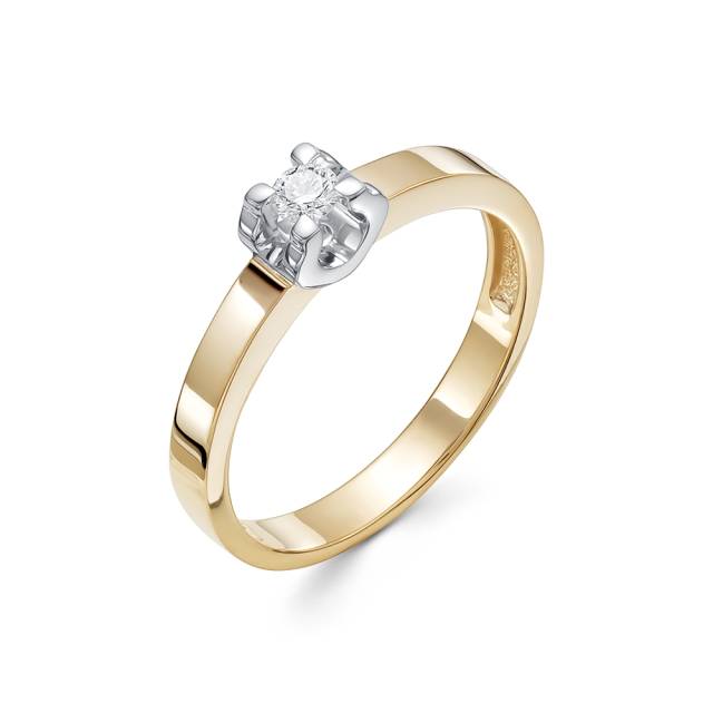Помолвочное кольцо из комбинированного золота с бриллиантом (050391)