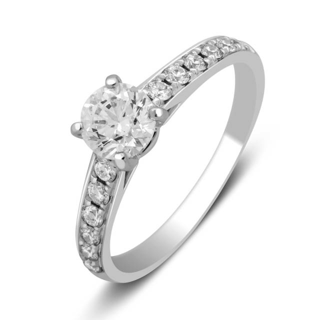 Помолвочное кольцо из платины с бриллиантами (049551)