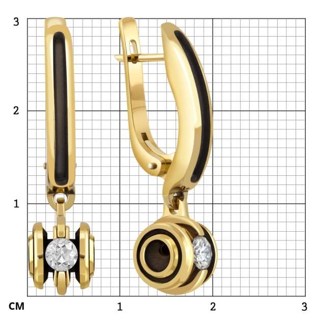 Серьги из жёлтого золота с бриллиантами (047705)