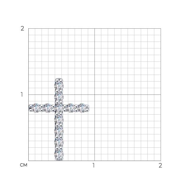 Кулон крест из белого золота с бриллиантами (046779)