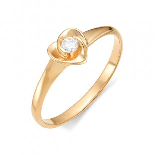 Помолвочное кольцо из красного золота с бриллиантом (031281)