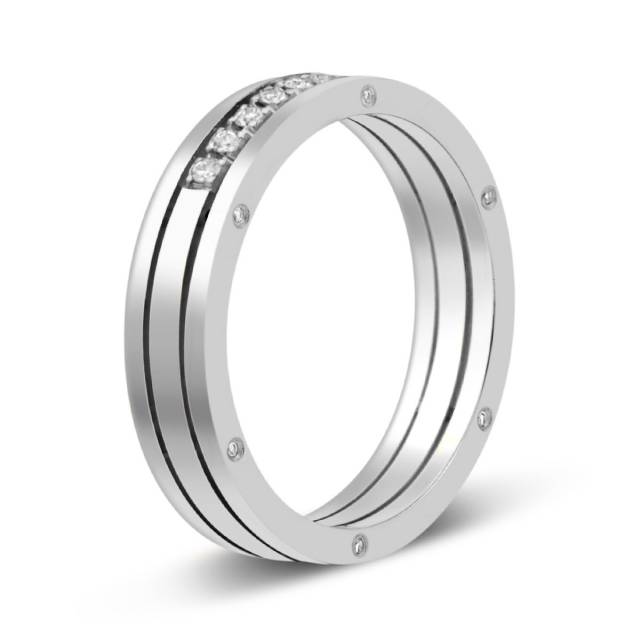 Обручальное кольцо из белого золота с бриллиантами (029118)