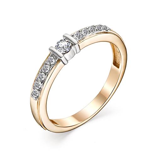 Помолвочное кольцо из комбинированного золота с бриллиантами (050387)