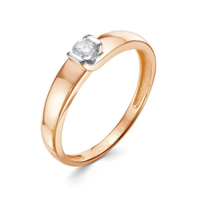 Помолвочное кольцо из красного золота с бриллиантом (043515)