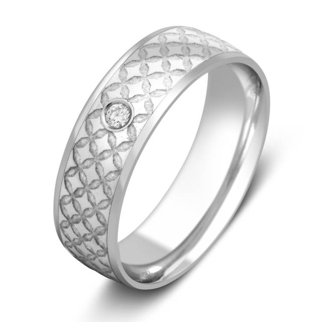 Обручальное кольцо из белого золота с бриллиантом (026007)
