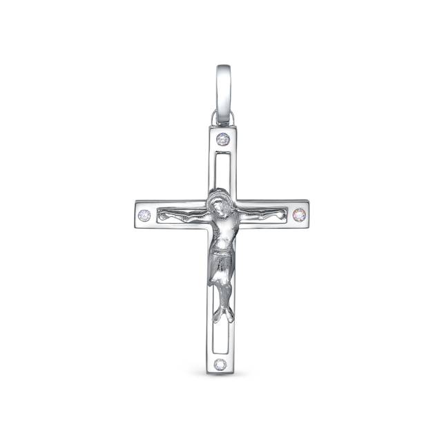 Кулон крест из платины с бриллиантами (051393)