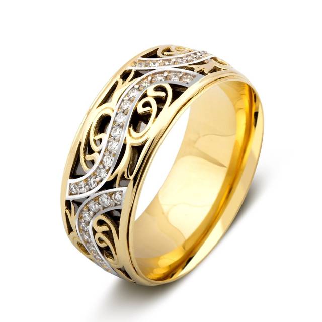 Обручальное кольцо из комбинированного золота с бриллиантами (024476)