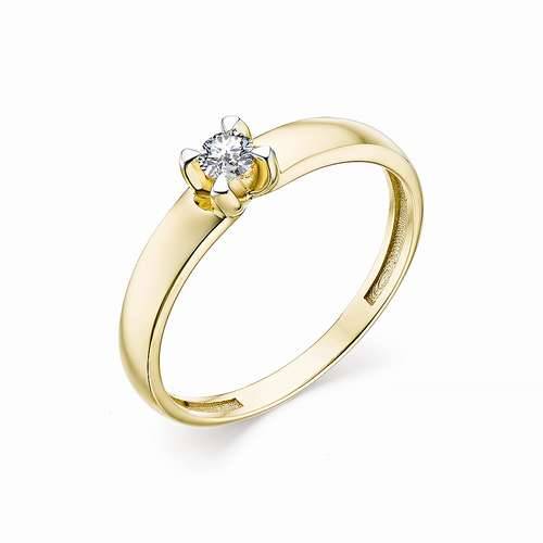 Помолвочное кольцо из жёлтого золота с бриллиантом (032411)