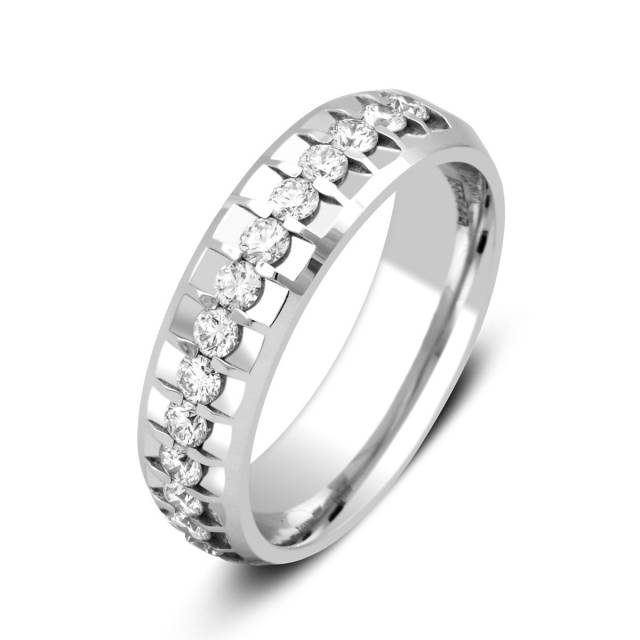 Обручальное кольцо из белого золота с бриллиантами TIAMO (001311)