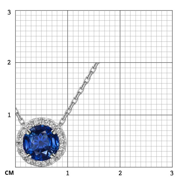 Кулон из белого золота с бриллиантами и сапфиром (053427)