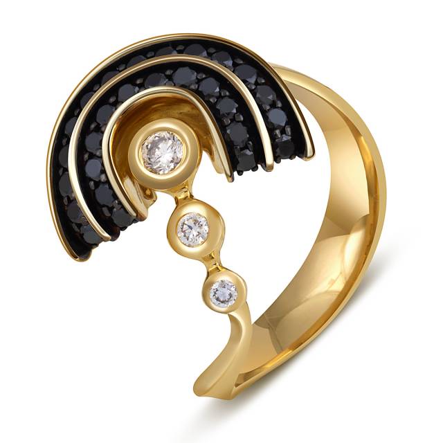 Кольцо из жёлтого золота с бриллиантами (053800)