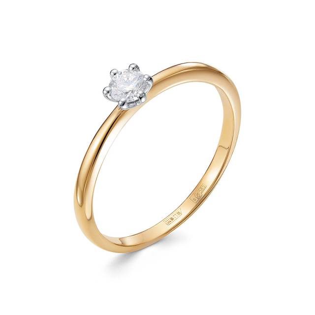 Помолвочное кольцо из красного золота с бриллиантом (053868)
