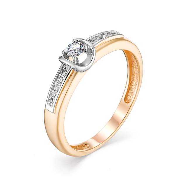 Помолвочное кольцо из комбинированного золота с бриллиантами (043521)
