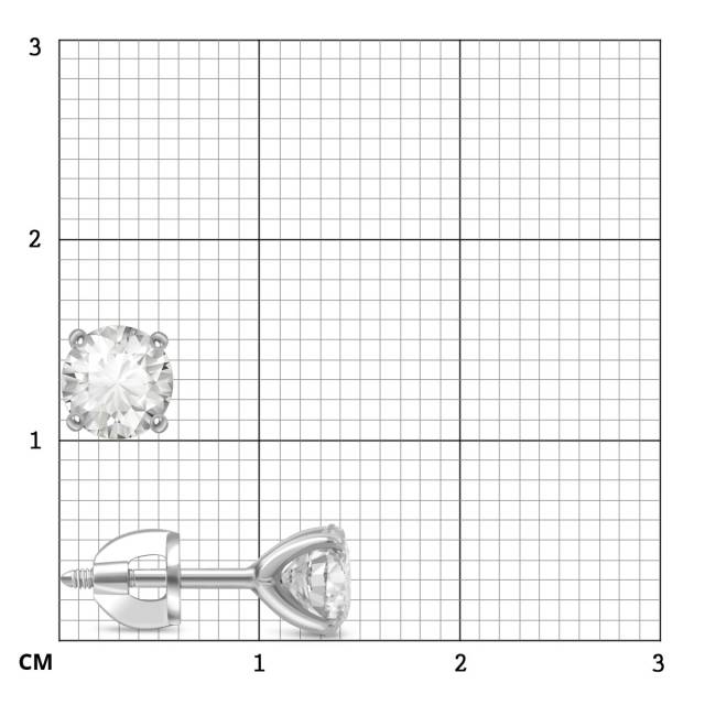 Серьги пусеты из платины с бриллиантами (054676)