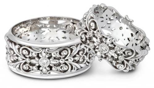 Обручальное кольцо из белого золота с бриллиантами 17.0