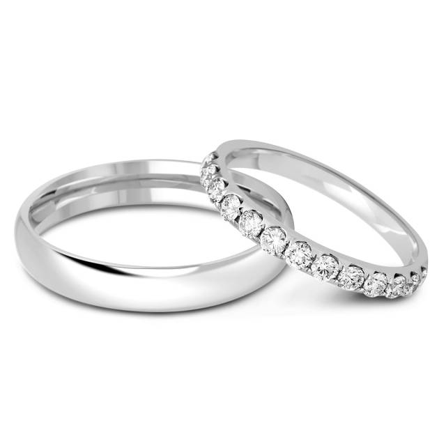 Обручальное кольцо из белого золота с бриллиантами (014453)