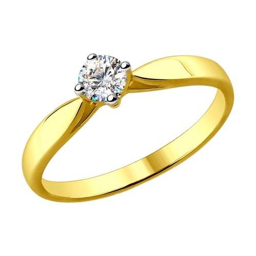 Помолвочное кольцо из жёлтого золота с бриллиантом (038384)