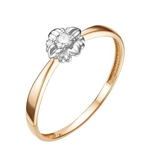 Кольцо из комбинированного золота с бриллиантом (040035)