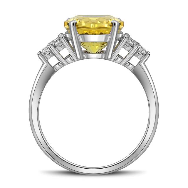 Кольцо из белого золота с бриллиантами и жёлтым бериллом (063448)