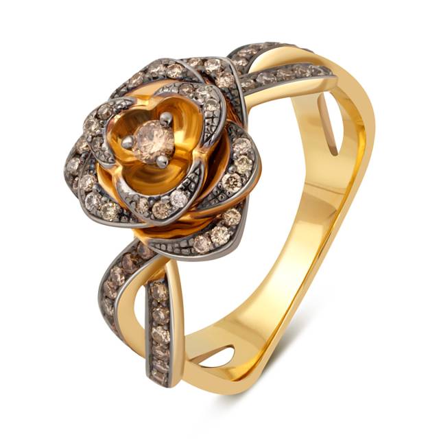 Кольцо из жёлтого золота с бриллиантами (040301)