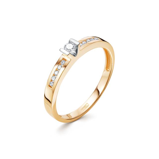 Помолвочное кольцо из красного золота с бриллиантами (047502)