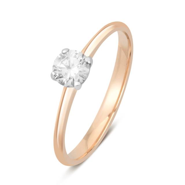 Помолвочное кольцо из комбинированного золота с бриллиантом (043875)