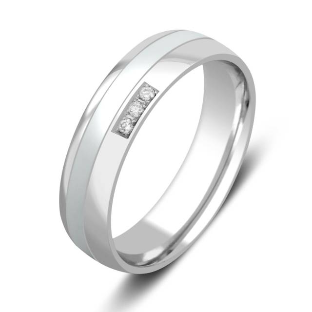 Обручальное кольцо из белого золота с бриллиантами и керамикой (026004)