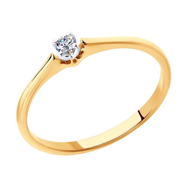 Помолвочное кольцо из красного золота с бриллиантом (046253)