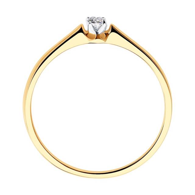 Помолвочное кольцо из красного золота с бриллиантом (046253)