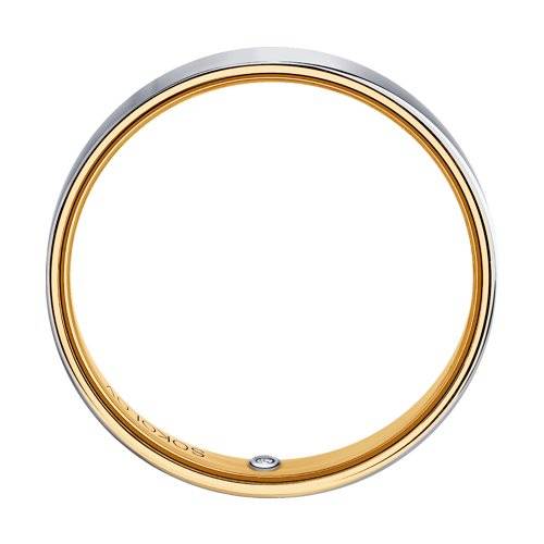 Обручальное кольцо из комбинированного золота с бриллиантом (048688)
