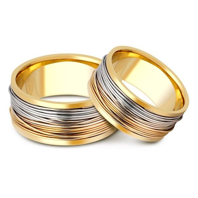 Обручальное кольцо из комбинированного золота (000285)